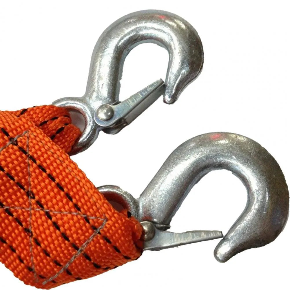 CARLIFE yellow nylon trailer belt with eagle grappling hooks and hanging buckle