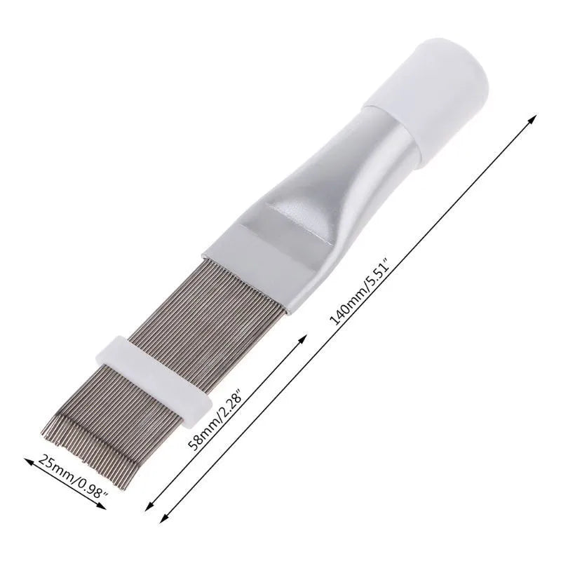 Stainless steel air conditioner fin comb and cleaning brush tool for radiator maintenance