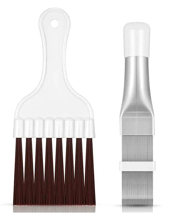 Stainless steel air conditioner fin comb and cleaning brush tool for radiator maintenance