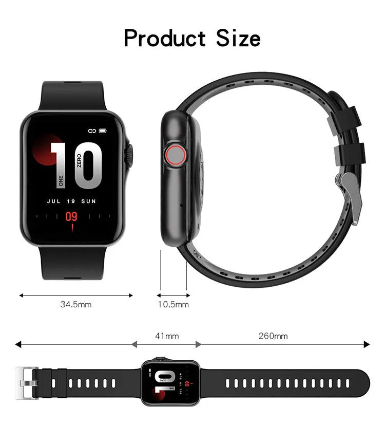 D06 smart watch with colour screen on a liquid silicone strap, showing call interface and split-screen display.