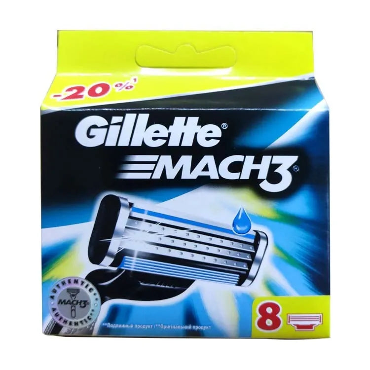 Pack of 8 blue Gillette Front Speed 3 razor blade replacement cartridges