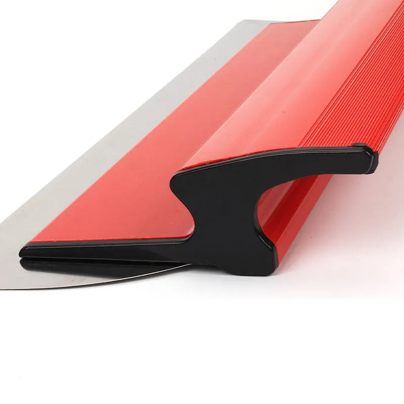 Red 40cm leveling scraper tool with stainless steel blade for wall putty and wallpaper