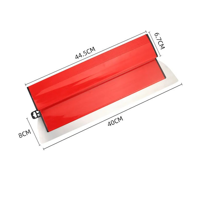 Red 40cm leveling scraper tool with stainless steel blade for wall putty and wallpaper