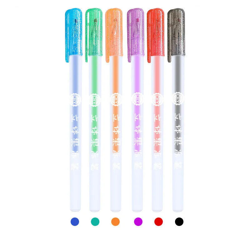 Metallic quicksand gel pen with pearlescent vibrato jelly ink on dark coloured paper