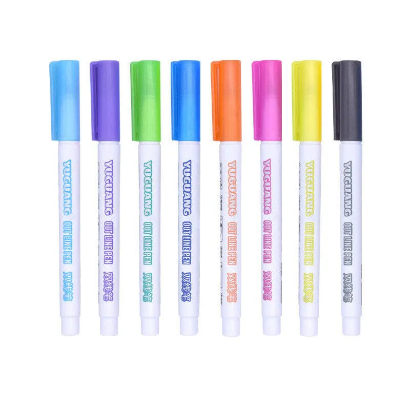 Metallic quicksand gel pen with pearlescent vibrato jelly ink on dark coloured paper
