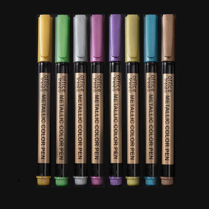 Metallic quicksand gel pen with pearlescent vibrato jelly ink on dark coloured paper