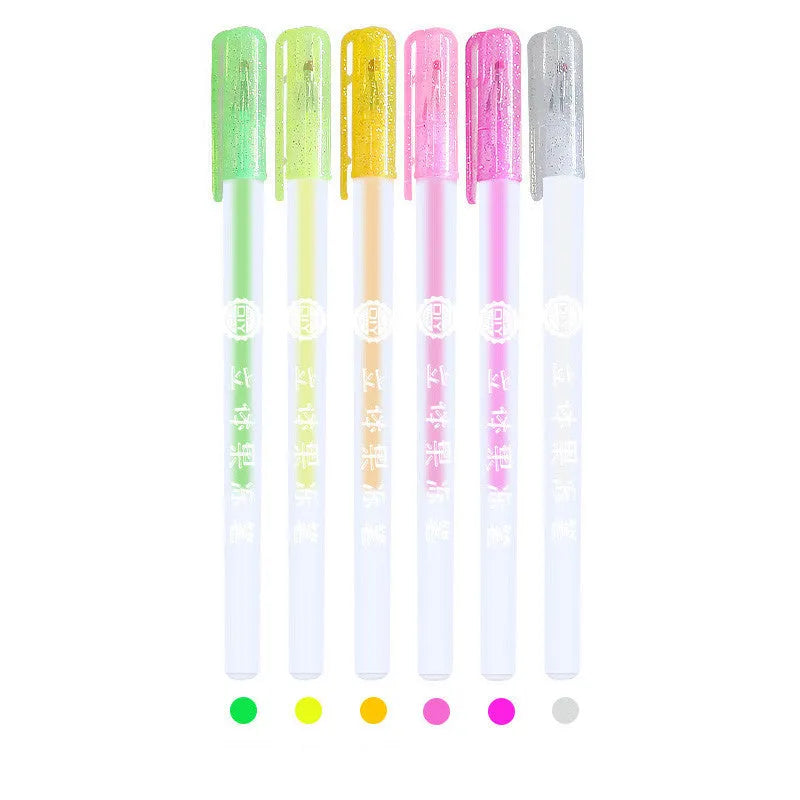 Metallic quicksand gel pen with pearlescent vibrato jelly ink on dark coloured paper