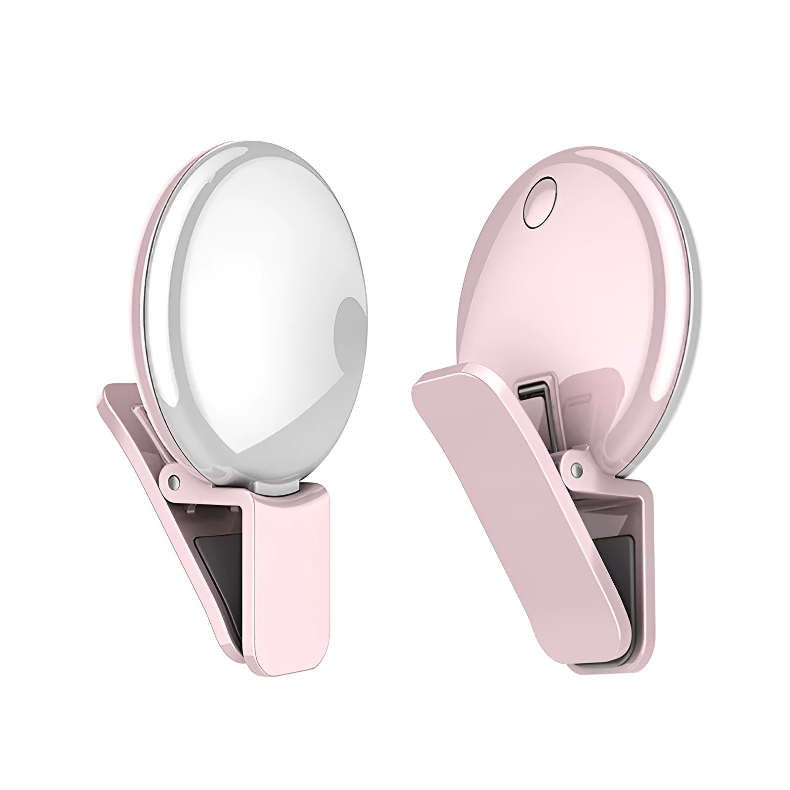 Circular mobile phone selfie ring light attached to smartphone providing frontal illumination