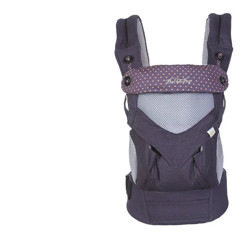 Baby front-carrying sling in azure blue colour with pure cotton surface and adjustable waist belt