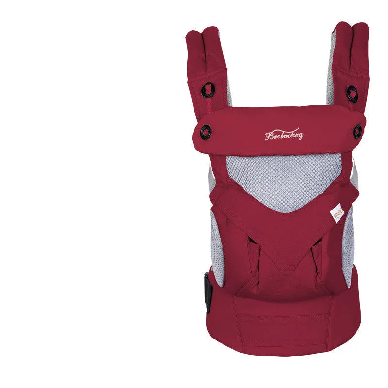 Baby front-carrying sling in azure blue colour with pure cotton surface and adjustable waist belt