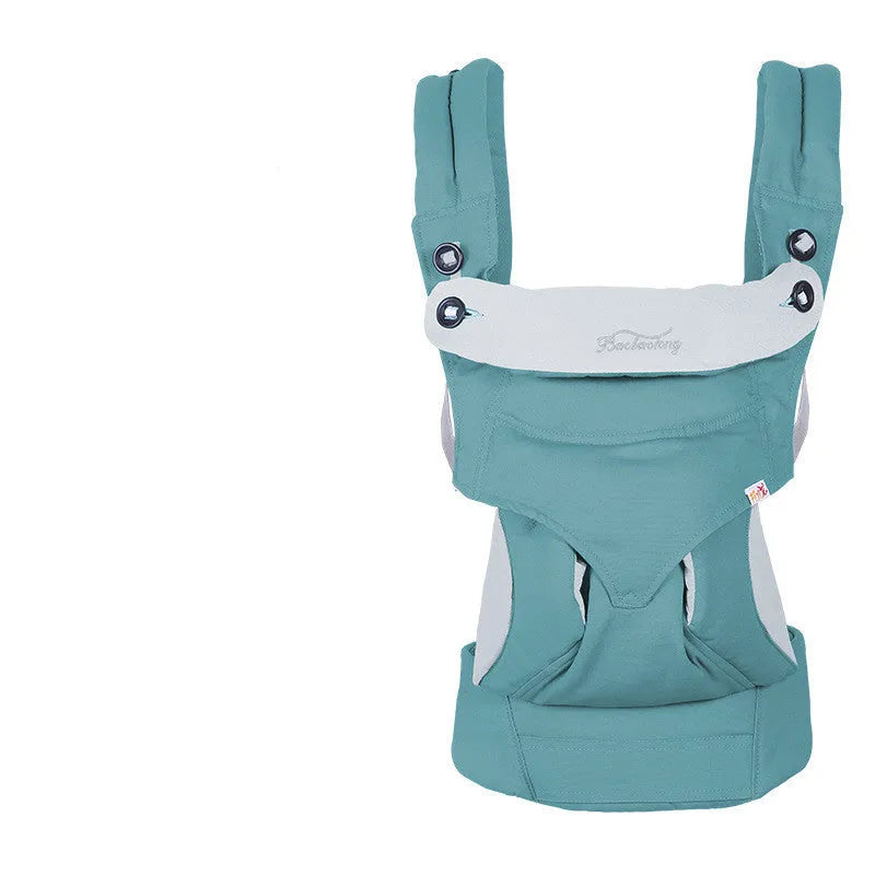 Baby front-carrying sling in azure blue colour with pure cotton surface and adjustable waist belt