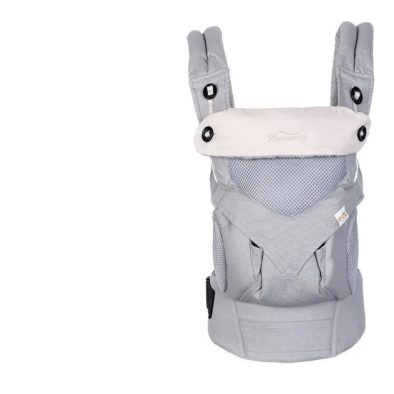 Baby front-carrying sling in azure blue colour with pure cotton surface and adjustable waist belt