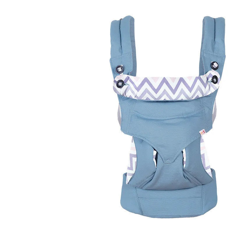 Baby front-carrying sling in azure blue colour with pure cotton surface and adjustable waist belt