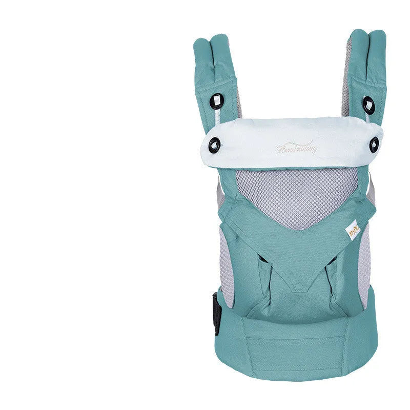 Baby front-carrying sling in azure blue colour with pure cotton surface and adjustable waist belt