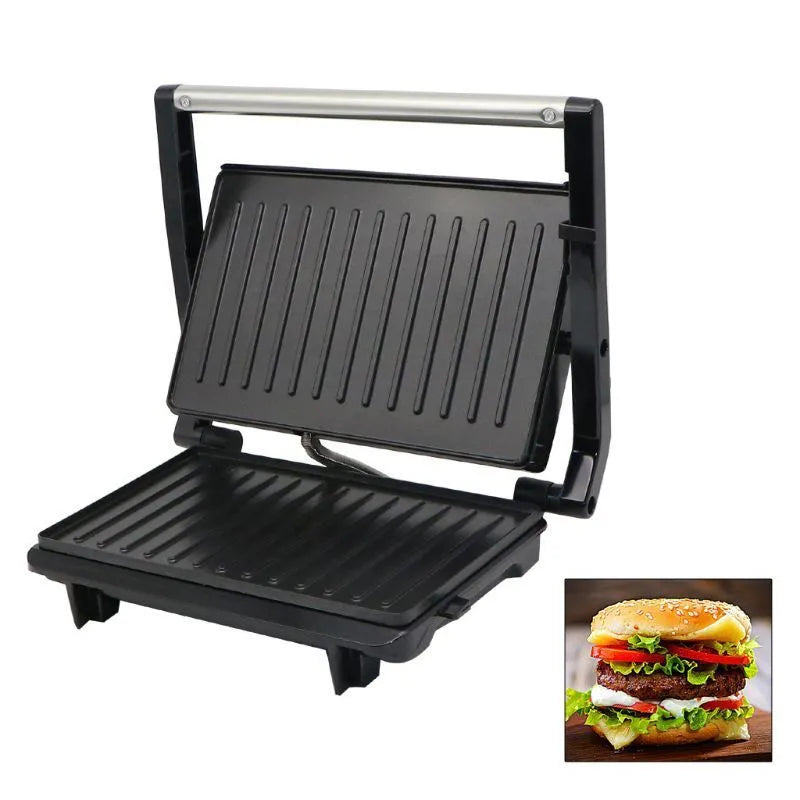 Nonstick electric grill steak maker in black with adjustable temperature control and power cord wrap