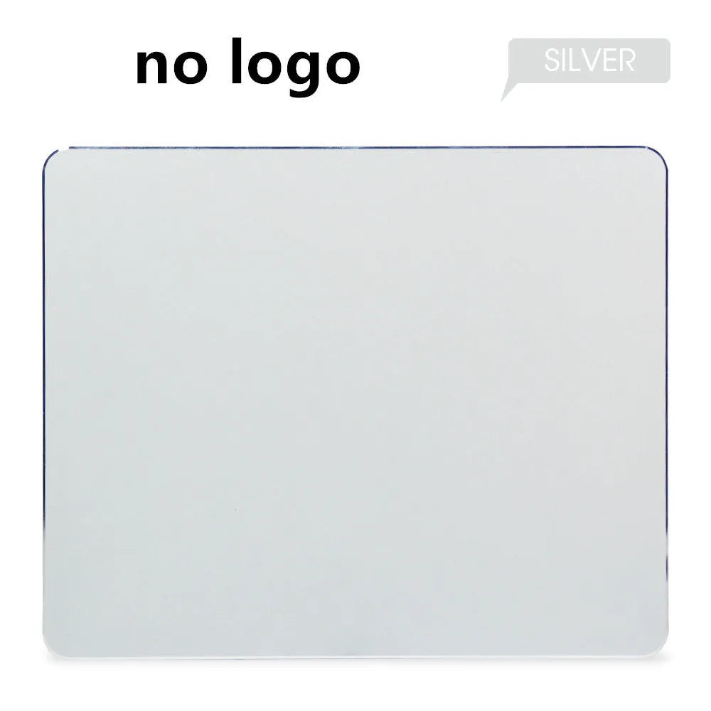 Aluminium alloy double-sided mouse pad in black finish on a desk for gaming or office use