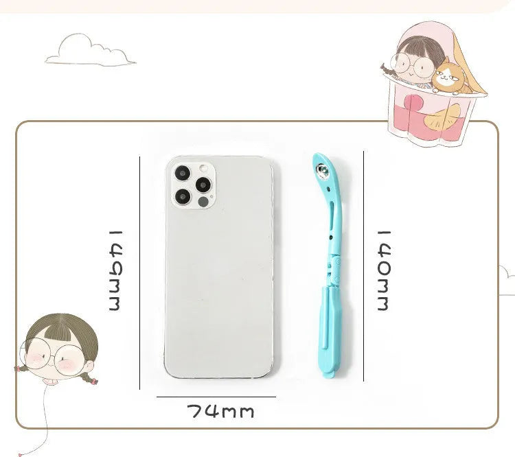 Folding book light with night light function in blue, green, pink, or yellow colour options.