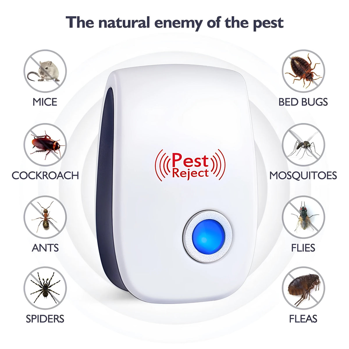 White ultrasonic electronic mosquito and rodent repeller for indoor use, 1600 sq ft coverage