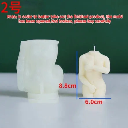 Shy Female Body silicone candle mould showing three different female body styles for candle and soap making