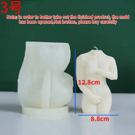Shy Female Body silicone candle mould showing three different female body styles for candle and soap making