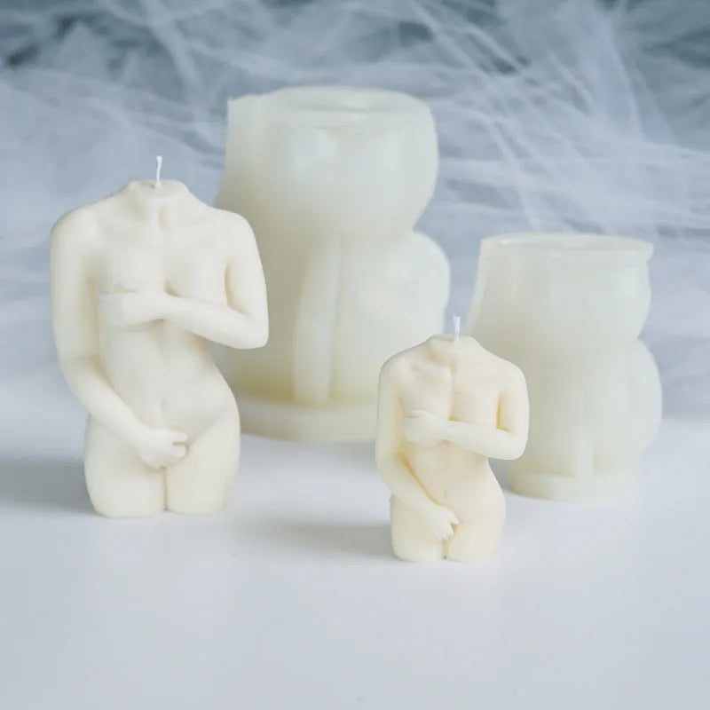 Shy Female Body silicone candle mould showing three different female body styles for candle and soap making