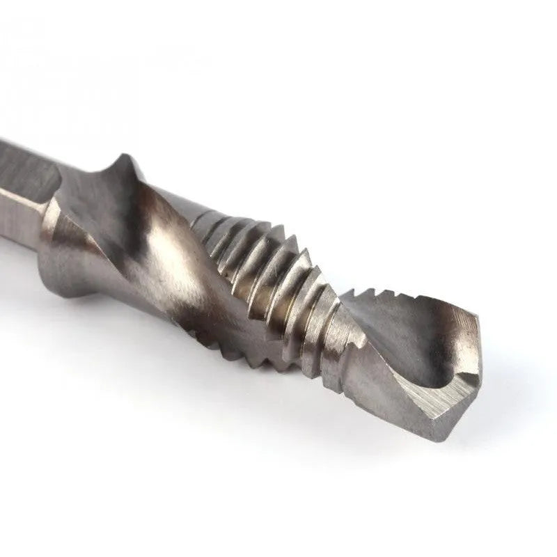 Cross-border hexagonal shank compound tap, high-speed steel, 6mm thread, spiral groove, 75mm total length