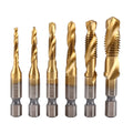 Cross-border hexagonal shank compound tap, high-speed steel, 6mm thread, spiral groove, 75mm total length