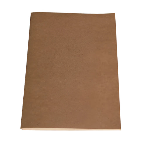 80g kraft paper notebook with blank pages, beige Dao Lin paper, and car thread stitch binding shown open on a flat surface