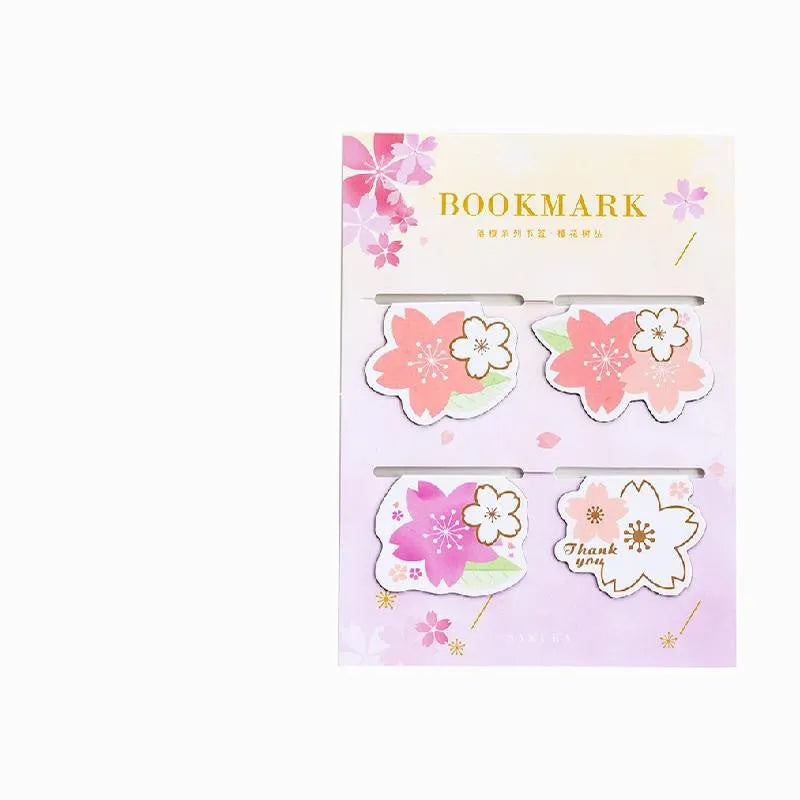 Set of four cherry blossom themed magnetic bookmarks on stone paper with magnetic strips