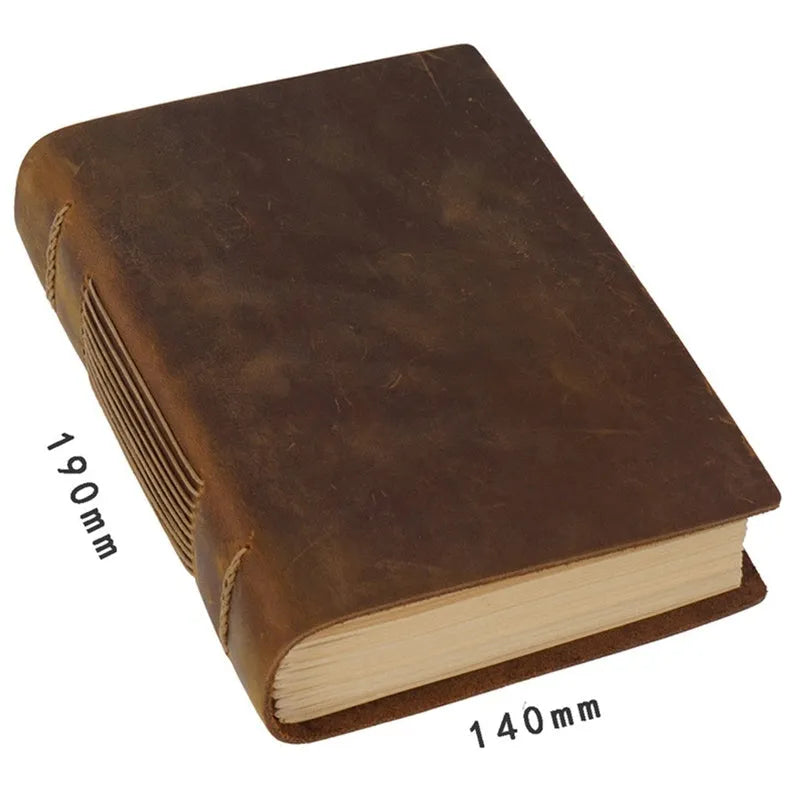 Handmade cowhide leather notebook with 200 pages of 120gsm Daolin paper in brown