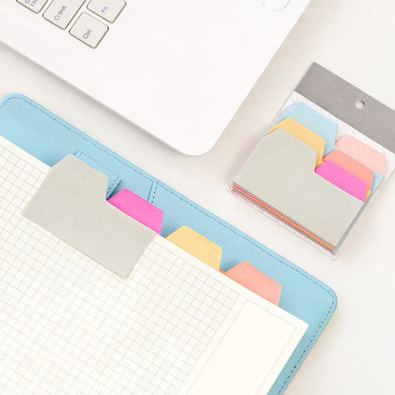 Six colour index sticky notes in assorted shades, 75x98mm paper with special shaped outline
