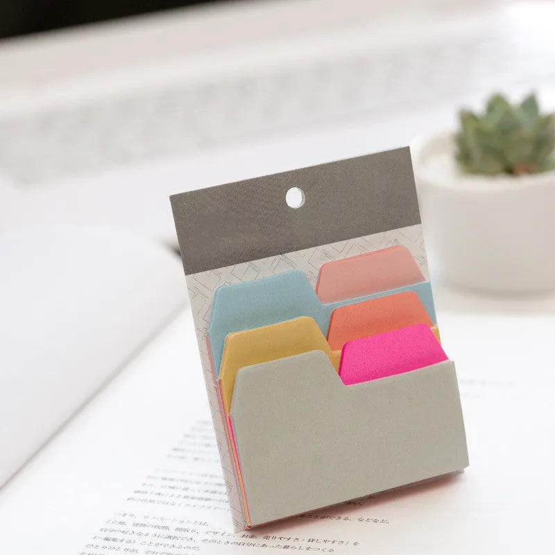 Six colour index sticky notes in assorted shades, 75x98mm paper with special shaped outline