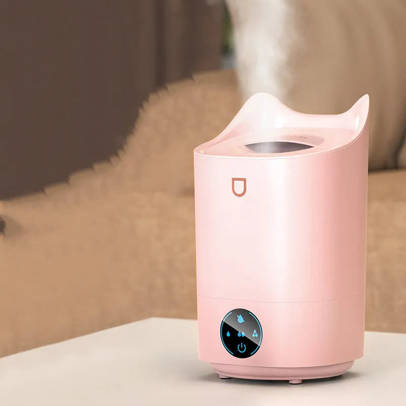 Double spray humidifier with aroma diffuser, 2.6-4.0L water tank, USB power, coral pink colour