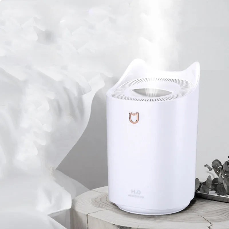 Double spray humidifier with aroma diffuser, 2.6-4.0L water tank, USB power, coral pink colour