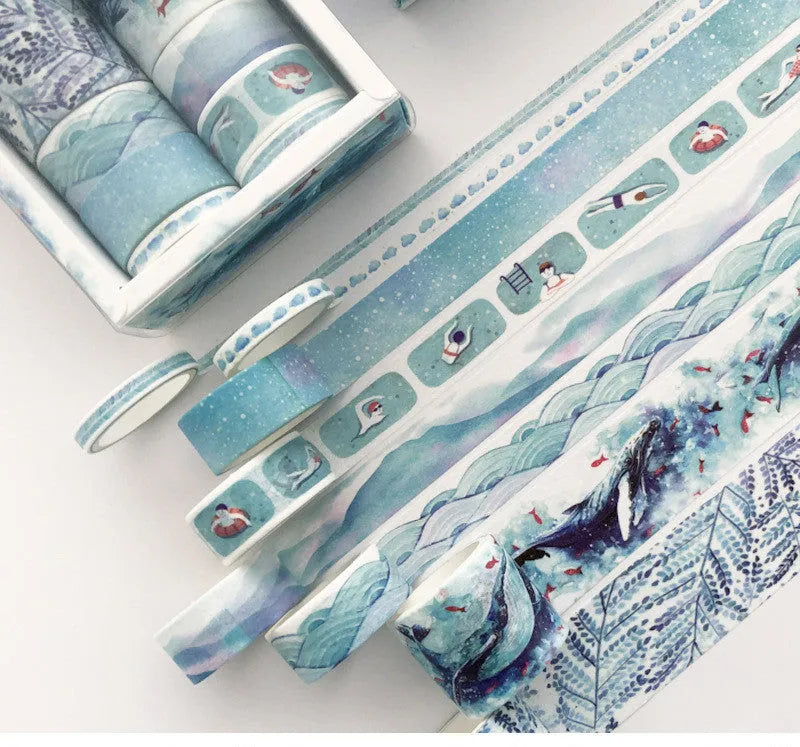 Set of colour gift boxes with Salt Pocket stickers and a sheet of cane paper for crafting.