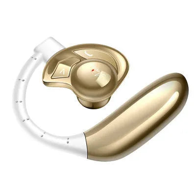 Emini UFO single ear Bluetooth headset in hanging ear style, available in Gun Black and Gold