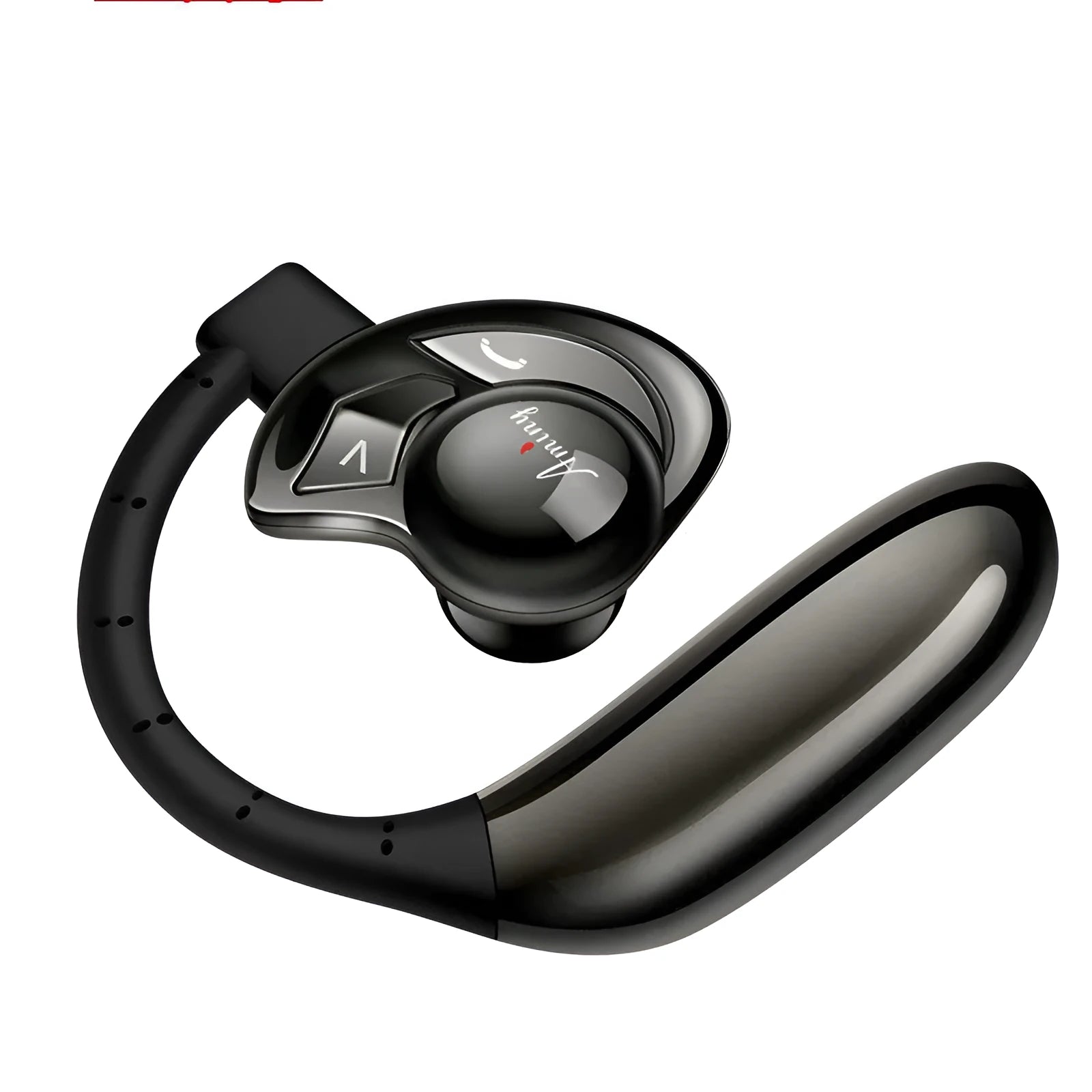 Emini UFO single ear Bluetooth headset in hanging ear style, available in Gun Black and Gold