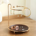 Walnut solid wood jewellery and key rack with electroplated iron hooks