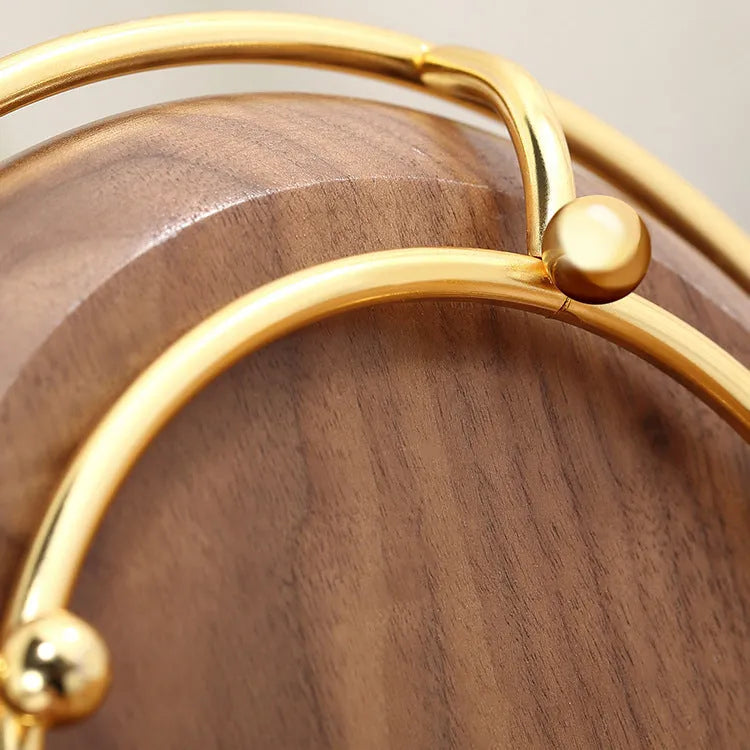 Walnut solid wood jewellery and key rack with electroplated iron hooks