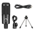 Black Zhongtong AK-6 USB condenser microphone with stand for computer recording and streaming.