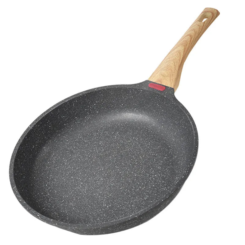 Korean style macadamite non-stick frying pan with temperature indicator in ash or green colour