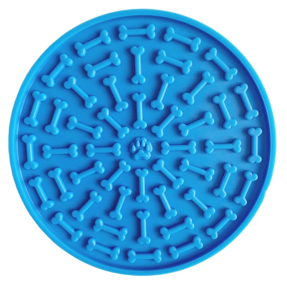 Pet Supplies Silicone Suction Cup Licking Mat for Dogs Slow Food Feeding Lick Pad with Suction Base for Mess-Free Use Square Lattice Design in Blue or Orange 16cm or 21cm Size Options