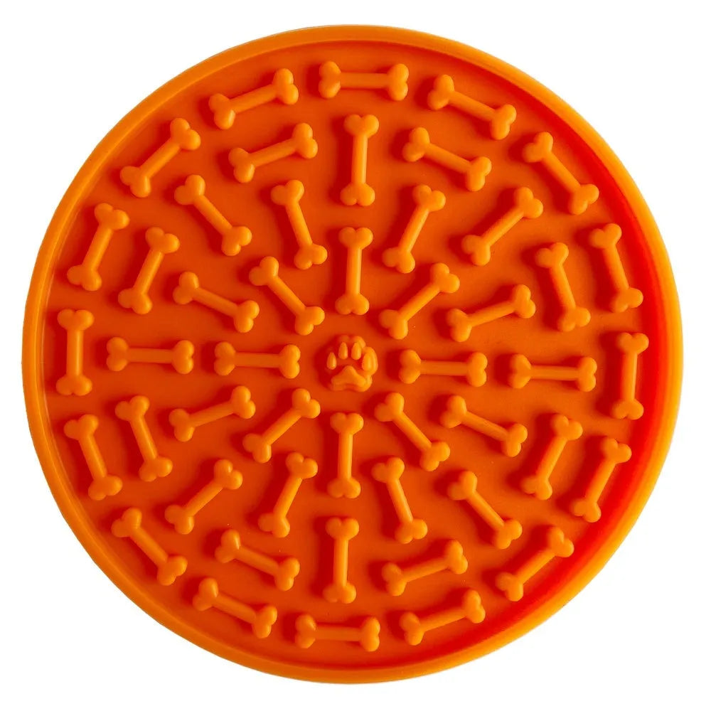Pet Supplies Silicone Suction Cup Licking Mat for Dogs Slow Food Feeding Lick Pad with Suction Base for Mess-Free Use Square Lattice Design in Blue or Orange 16cm or 21cm Size Options