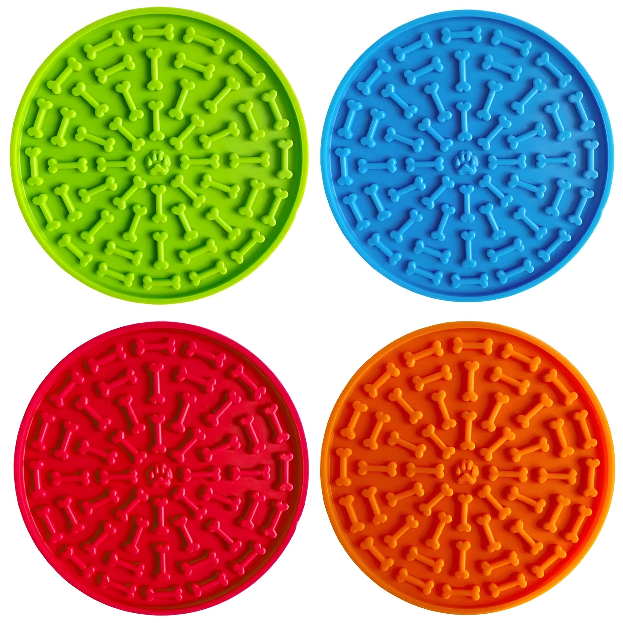 Pet Supplies Silicone Suction Cup Licking Mat for Dogs Slow Food Feeding Lick Pad with Suction Base for Mess-Free Use Square Lattice Design in Blue or Orange 16cm or 21cm Size Options