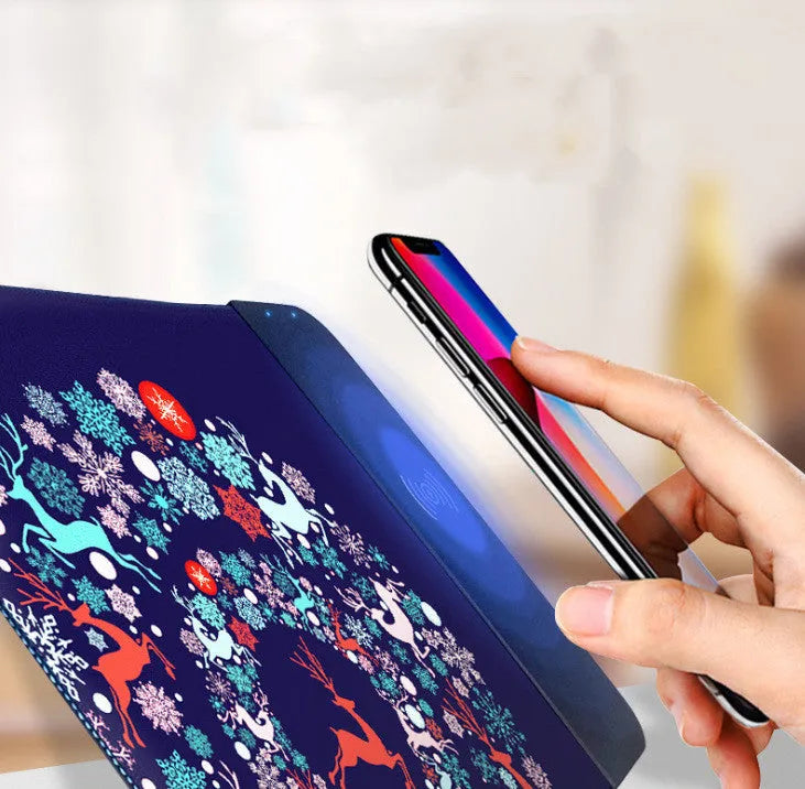 Wireless charging mouse pad with cartoon design and RGB lighting, 298x215mm dimensions