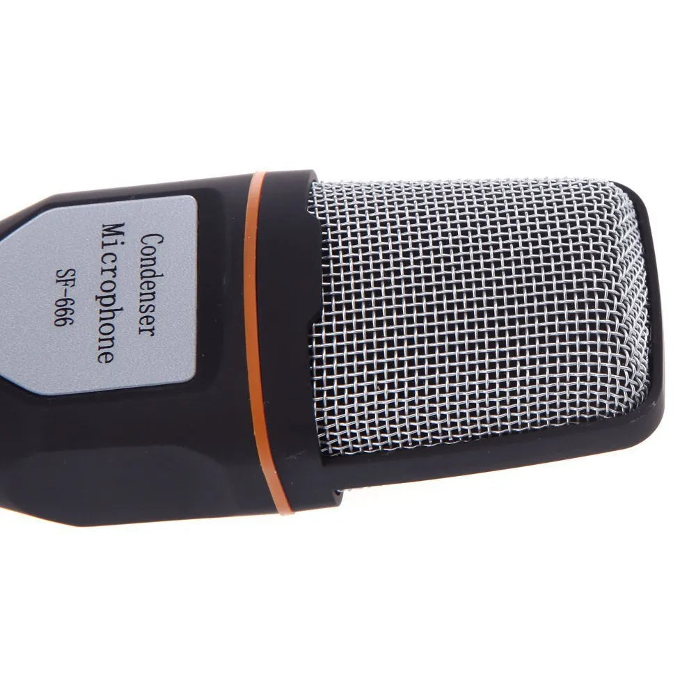 Black wired PC microphone with a clip-on holder, shown with its 1.85m cable.