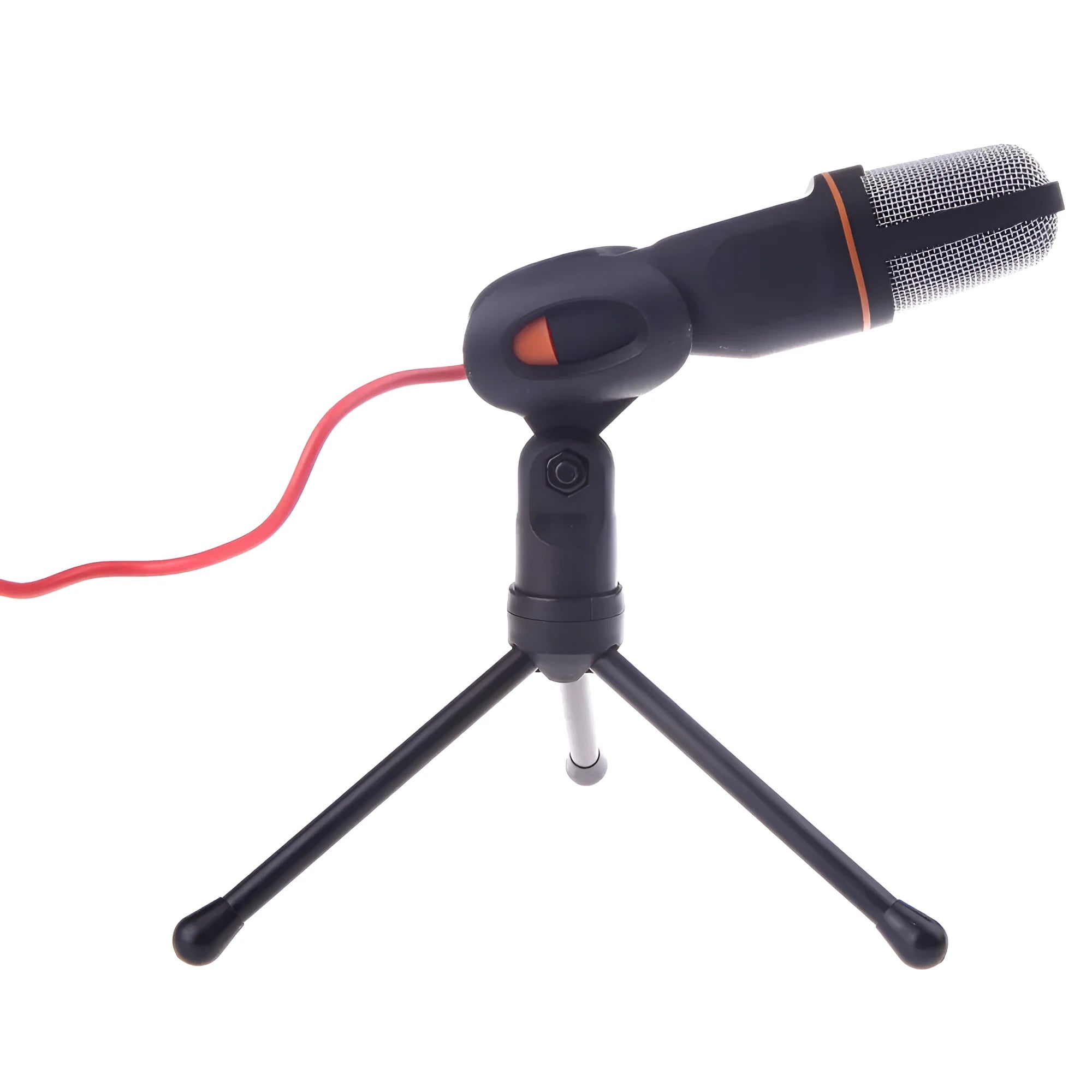 Black wired PC microphone with a clip-on holder, shown with its 1.85m cable.