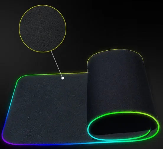 Illuminated mouse pad on all sides, black rubber, 800x300x4mm, with USB hub and non-slip base