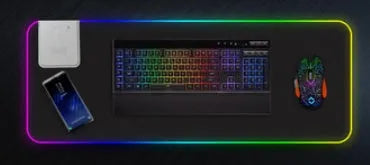 Illuminated mouse pad on all sides, black rubber, 800x300x4mm, with USB hub and non-slip base