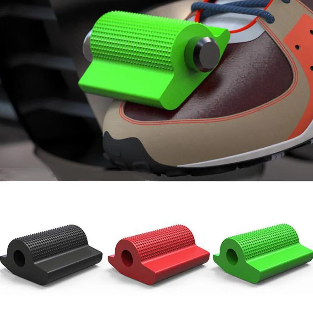 Motorcycle shift shoe cover in black for gear lever protection, conventional material